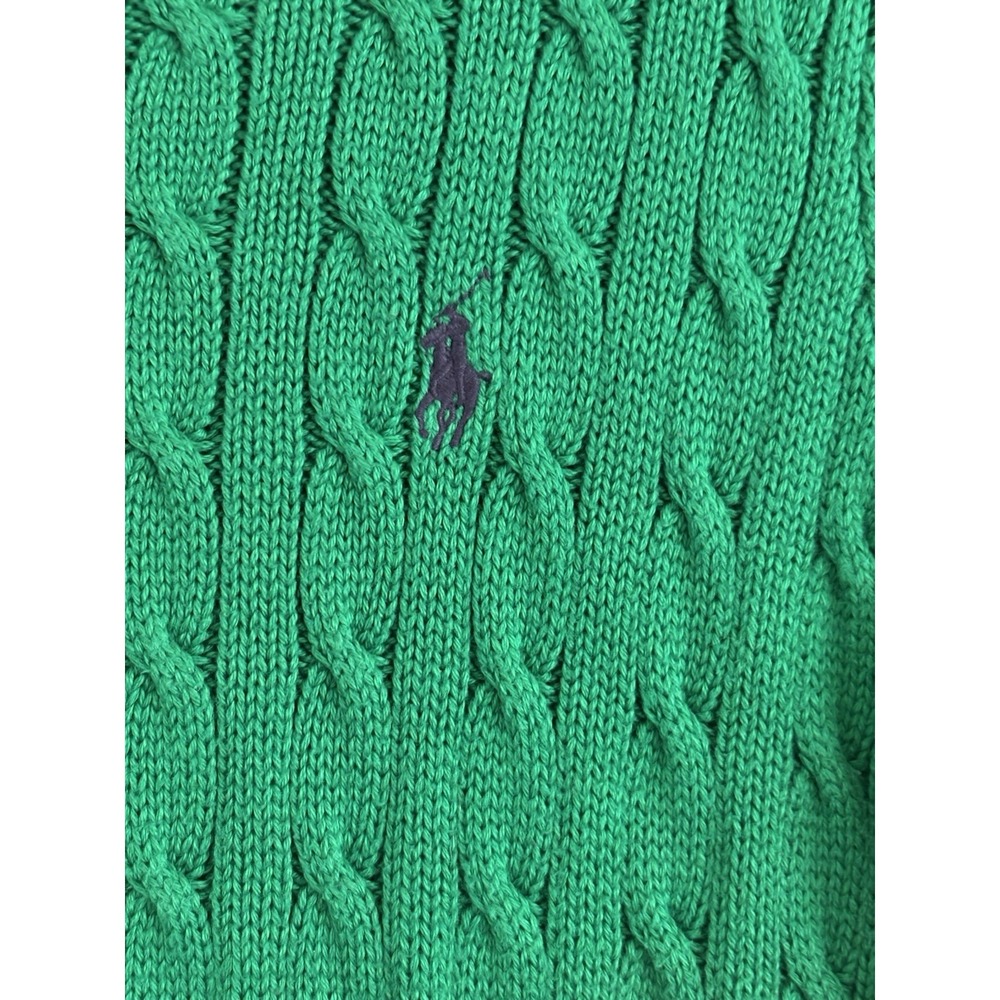 Ralph Lauren Sport Cable Knit Sweater Womens Medium Green Short Sleeve Pony - Picture 3 of 9